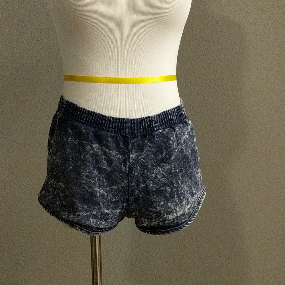 American Apparel Elastic Acid Wash Indigo Shorts